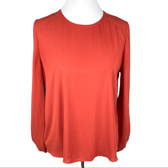 Loft Puffy Sleeves Blouse Burnt Orange Size Medium - Picture 7 of 7